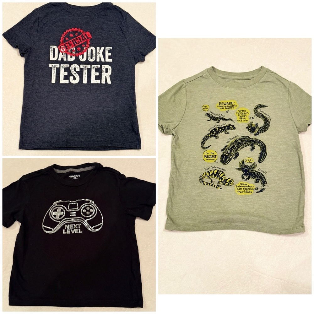 4/5T T-shirt bundle: Dad Joke Tester, Salamanders and Next Level Boys  tshirt